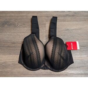 SPANX Bra-Lleujah Illusion Lace Full Coverage Bra $82 34DD Black Bra 30061R